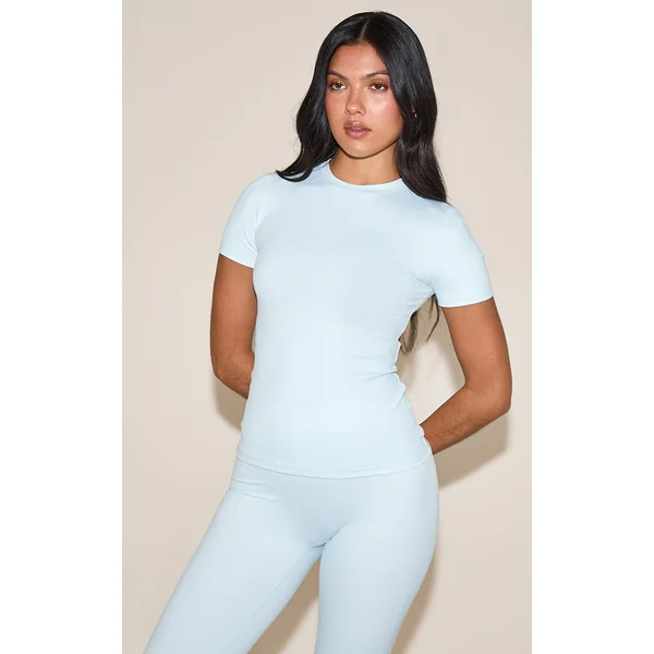 Baby Blue Sculpt Longline Short Sleeve Gym Top