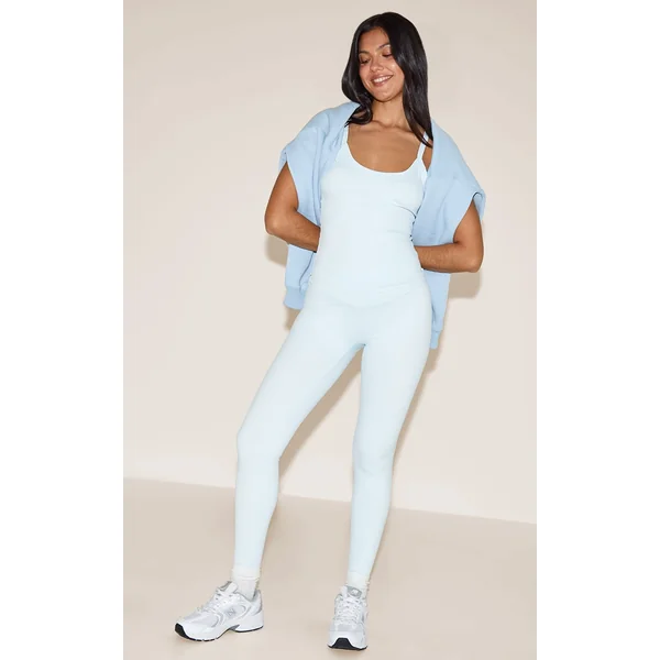 Baby Blue Wrap Waist Sculpted Gym Leggings