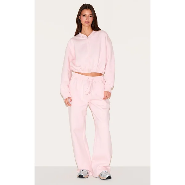 Baby Pink Drawcord Hem Oversized Sweatpants