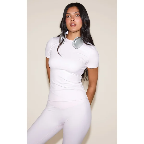 Baby Pink Sculpt Longline Short Sleeve Gym Top