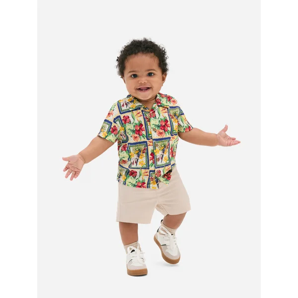Baby's Tropical Shirt and Chino Shorts Set - Blue