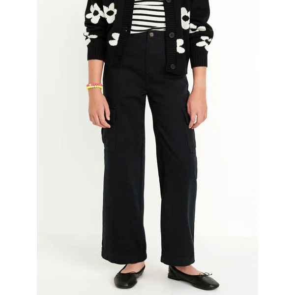 Baggy Cargo Pants for Girls - Black Jack