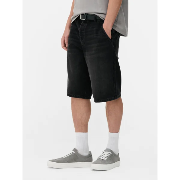 Baggy Denim Shorts - Black