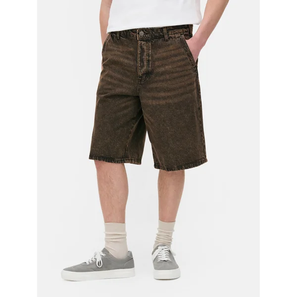 Baggy Denim Shorts - Brown