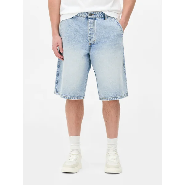 Baggy Denim Shorts - Light Blue
