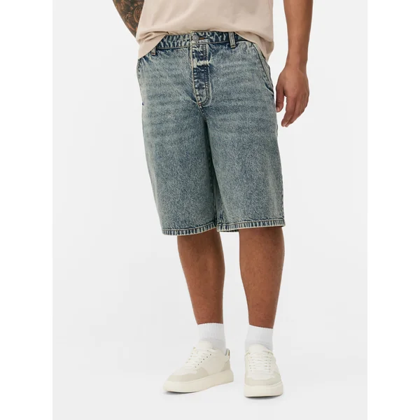 Baggy Denim Shorts - Mid Blue