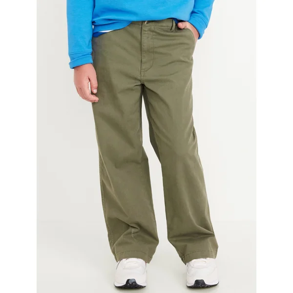 Baggy Straight Leg Chino Pants for Boys - Alpine Green