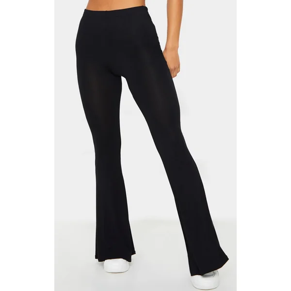 Basic Black Jersey Flared Pants