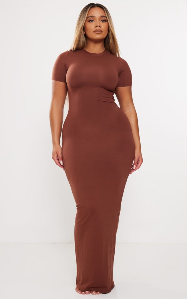 Shape Dark Brown Sculpted Maxi Dress