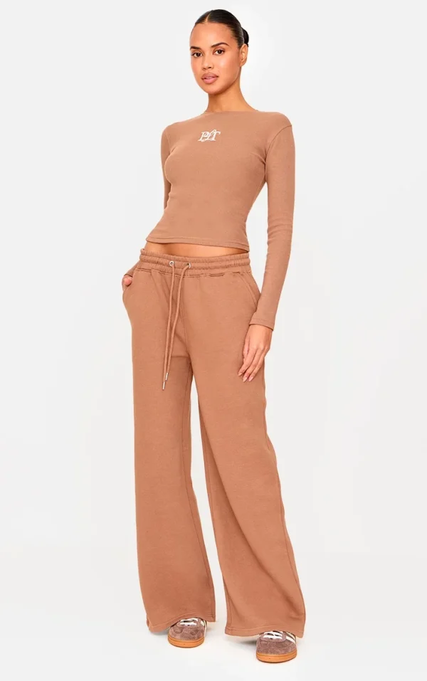 Taupe Drawcord Wide Leg Sweatpants