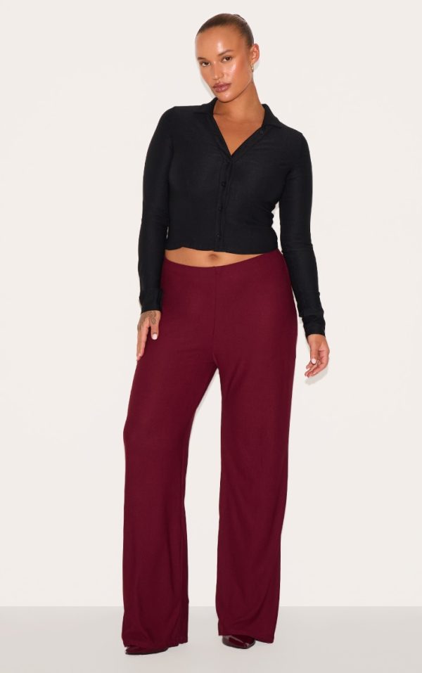 Plus Burgundy Soft Touch Straight Leg Pants