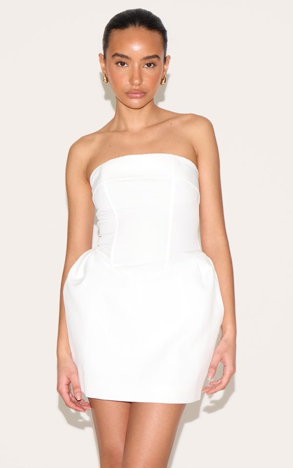 Petite White Bandeau Woven Mini Dress