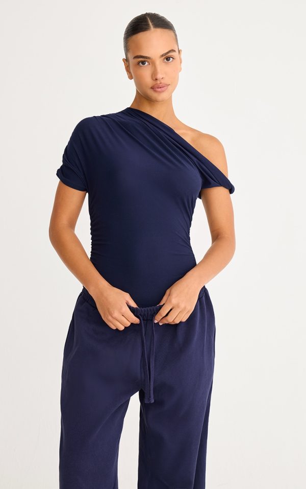 Navy Soft Touch Twist Detail Bodysuit