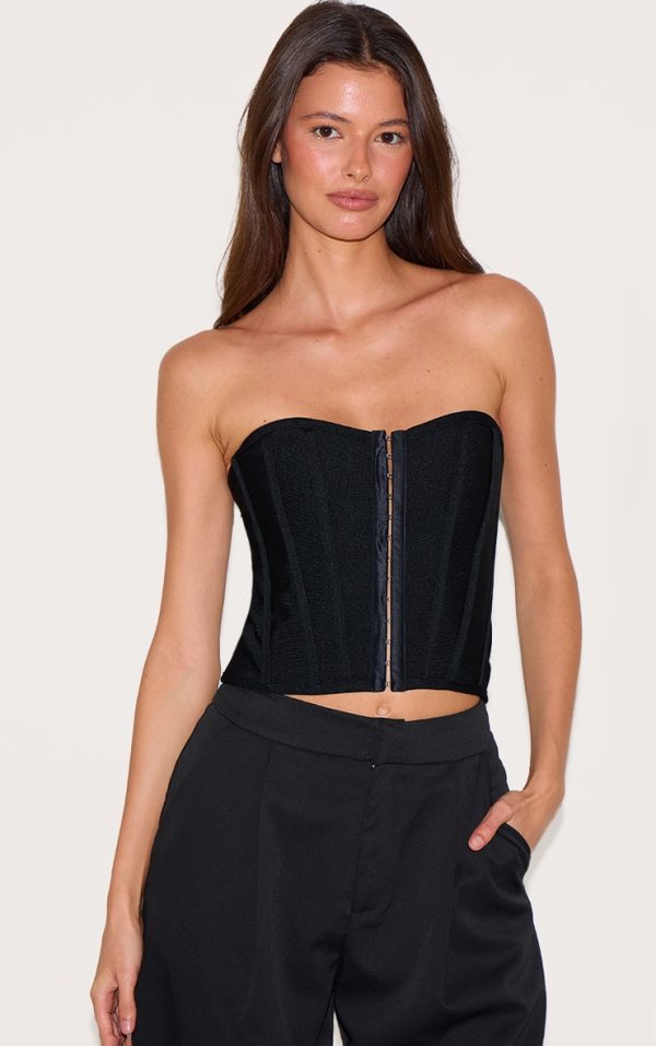 Black Bandage Hook And Eye Structured Corset