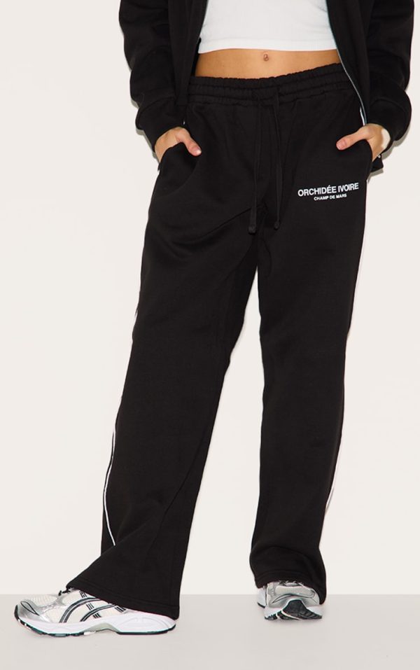 Black Premium New York Embroidered Wide Leg Sweatpant