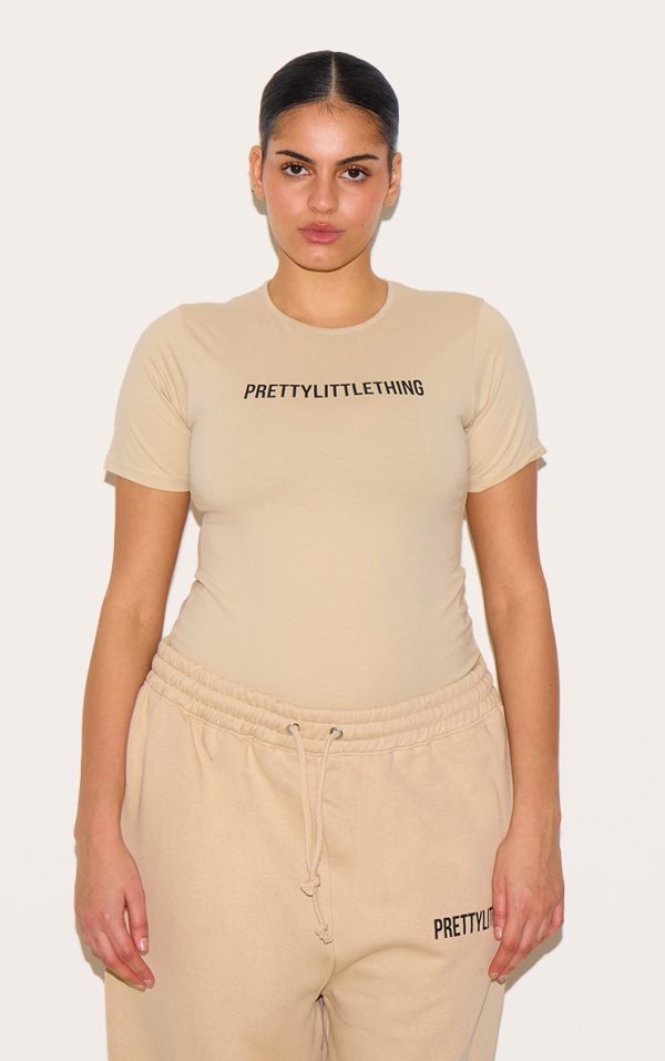 PRETTYLITTLETHING Plus Oatmeal Cap Sleeve Bodysuit