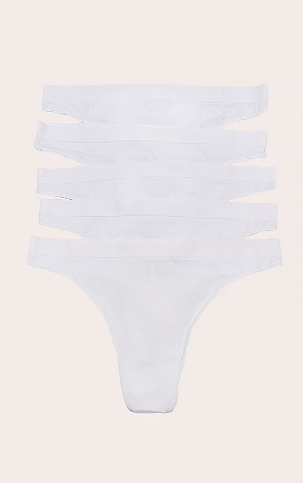 White Pack of 5 Seamless Thongs