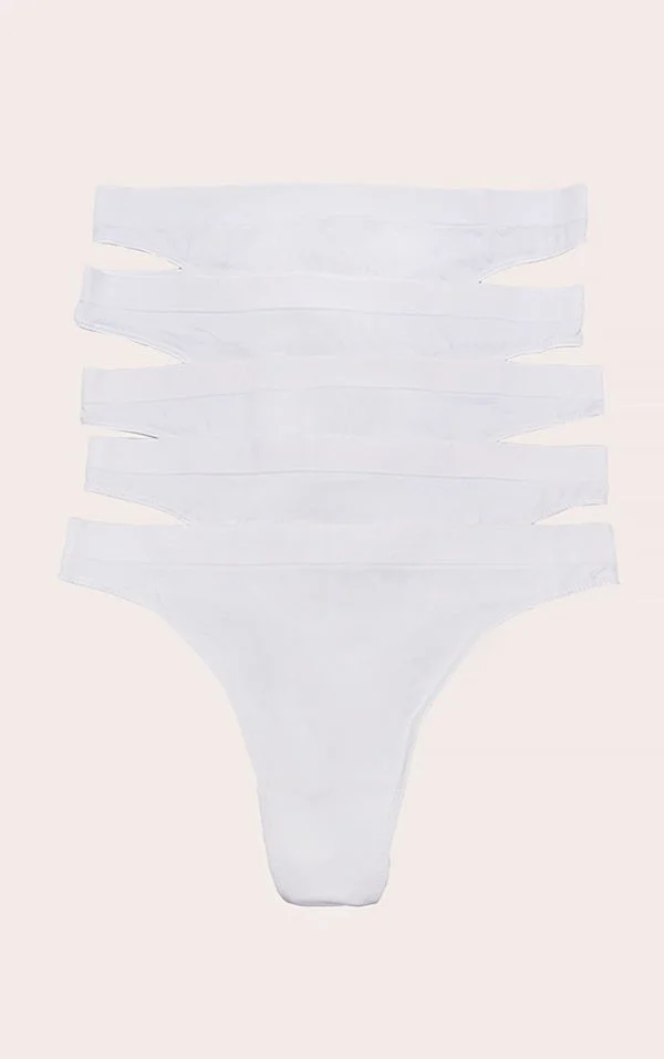 White Pack of 5 Seamless Thongs