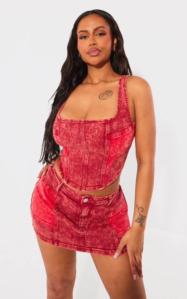 Shape Red Washed Denim Corset