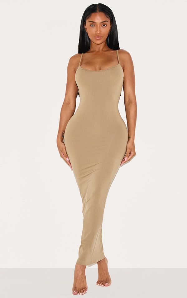 Shape Dark Olive Stretch Seamless Strappy Maxi Dress