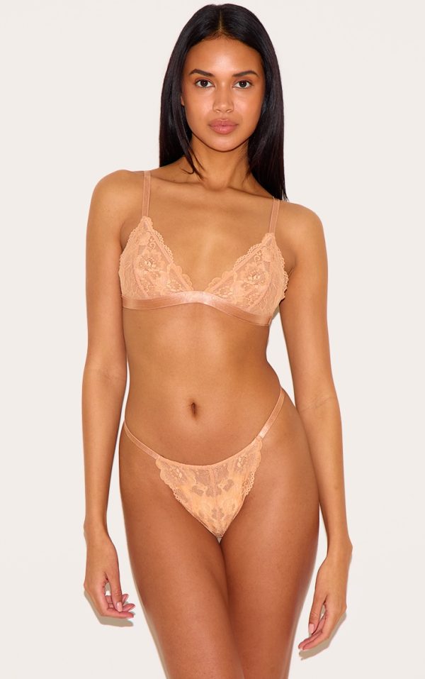 Nude Lace Triangle Lingerie Set