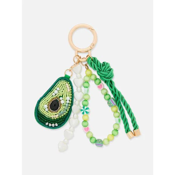 Beaded Avocado Charm - Green
