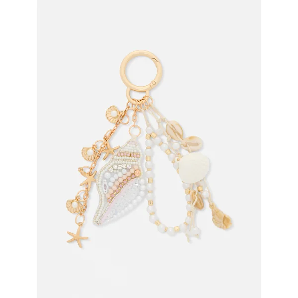 Beaded Shell Bag Charm - Ivory