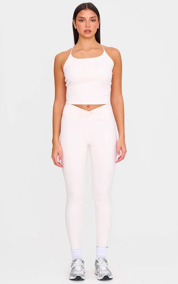 Ballet Pink Sculpt Twist Front Gym Leggings