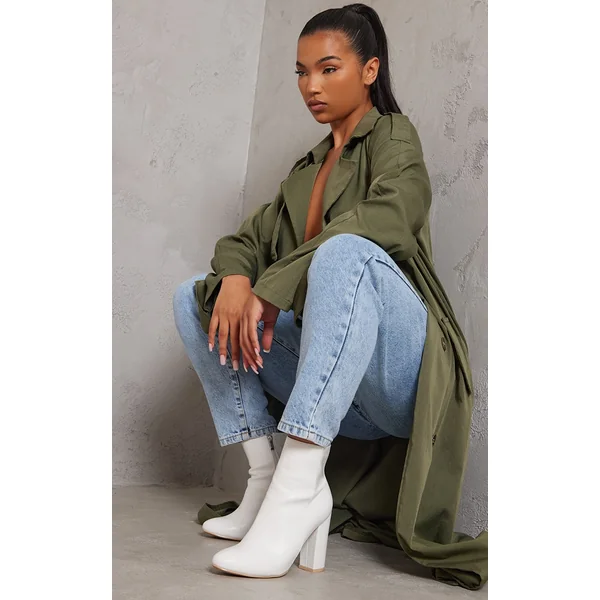 Behati White Faux Leather Ankle Boot