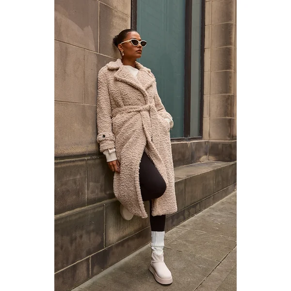 Beige Borg Belted Trench Coat