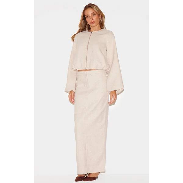 Beige Heavy Brushed Maxi Skirt