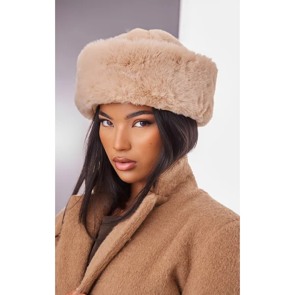 Beige Soft Faux Fur Beanie