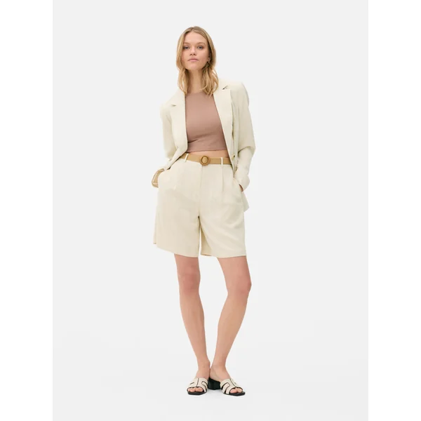 Belted Bermuda Shorts - Natural