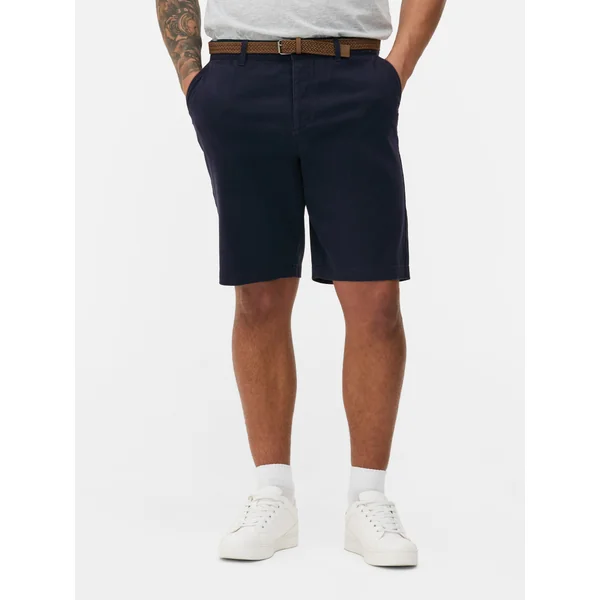 Belted Chino Shorts - Navy