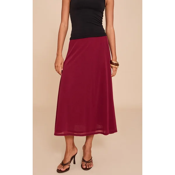 Berry Double Layer Chiffon Floaty Midaxi Skirt