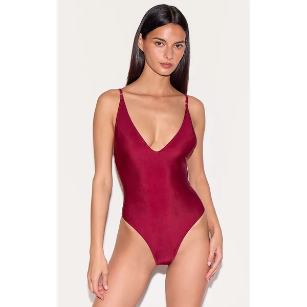 Berry Red Basic Low Scoop Swimsuit