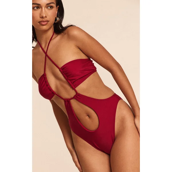 Berry Red Cut Out Swimsuit
