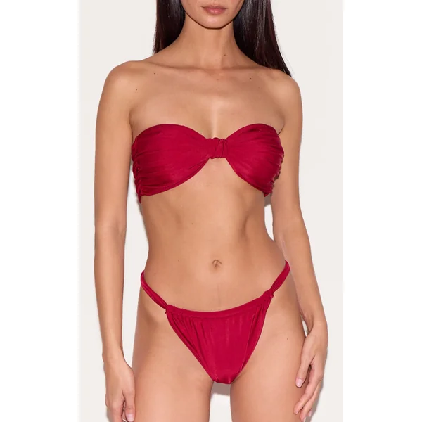 Berry Red Double Strap Bikini Bottoms
