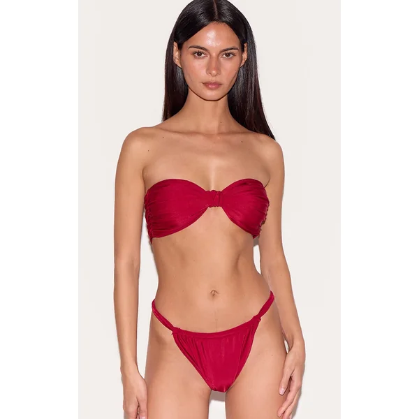 Berry Red Knot Front Bandeau Bikini Top