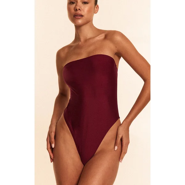 Berry Red Strapless Swimsuit