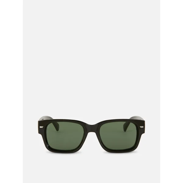 Beveled Square Frame Sunglasses - Black