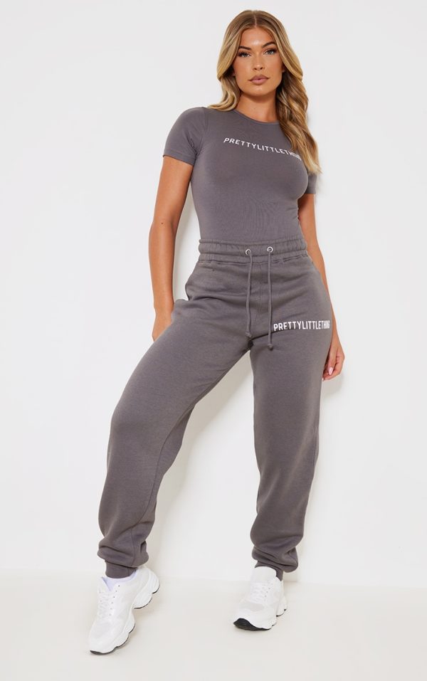PRETTYLITTLETHING Charcoal Cuffed High Waisted Cuffed Sweatpants