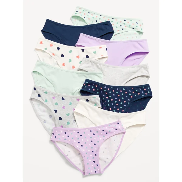 Bikini Underwear 10-Pack for Girls - Heart