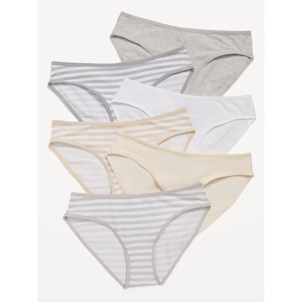 Bikini Underwear 6-Pack for Girls - Neutral Stripe