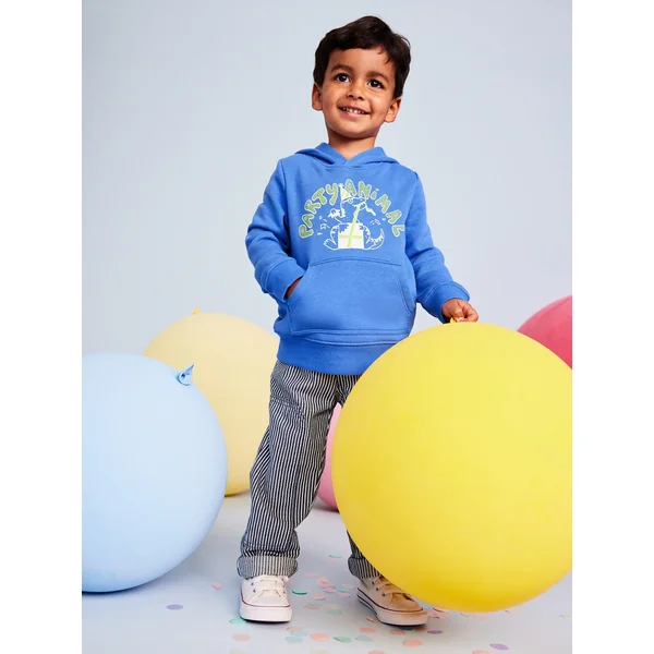 Birthday Graphic Pullover Hoodie for Toddler Boys - Cornflower Blue