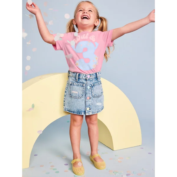 Birthday Graphic T-Shirt for Toddler Girls - Anemone Pink