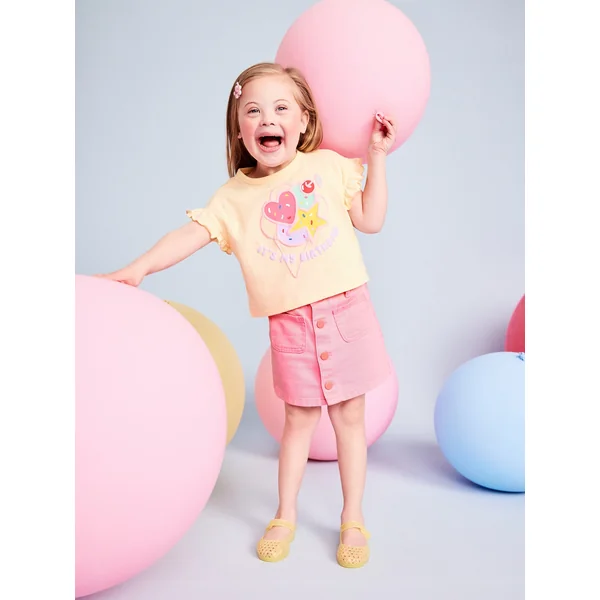 Birthday Graphic T-Shirt for Toddler Girls - Cool Almond