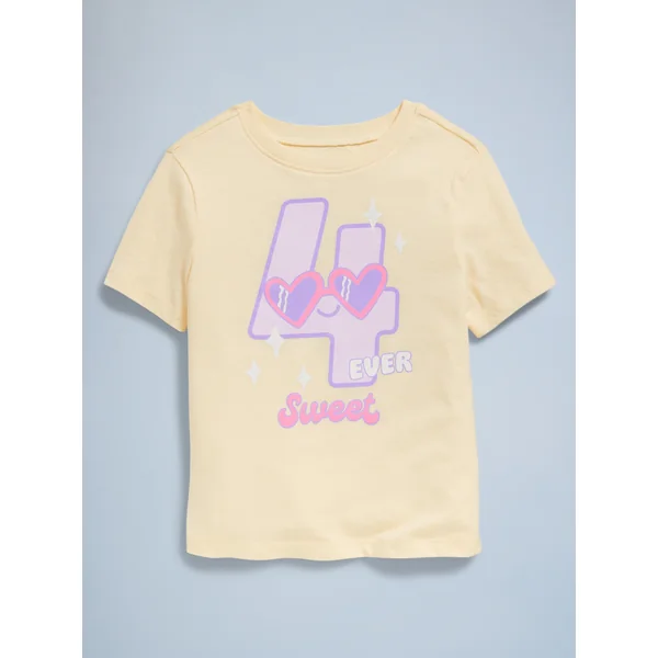Birthday Graphic T-Shirt for Toddler Girls - Cool Almond