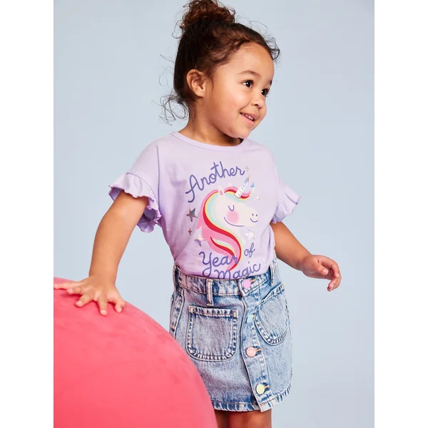 Birthday Graphic T-Shirt for Toddler Girls - Orchid Petal