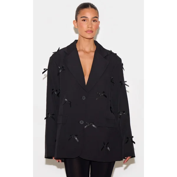 Black All Over Bow Blazer